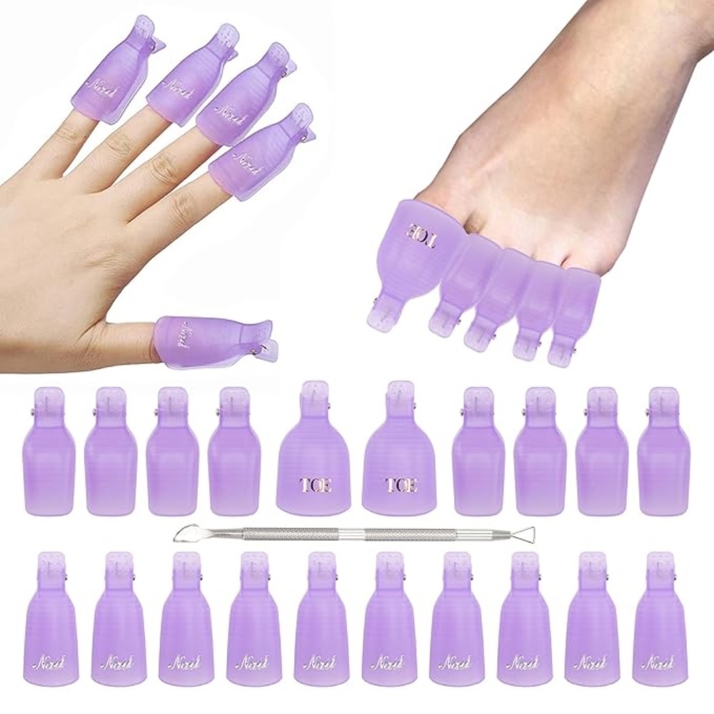 NIB Never used 20 PURPLE Nail Polish Remover Clips